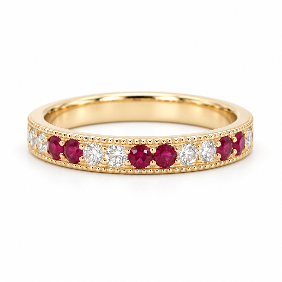 Ruby & Diamond Eternity Vintage Band (2.5mm, 1.25ctw)