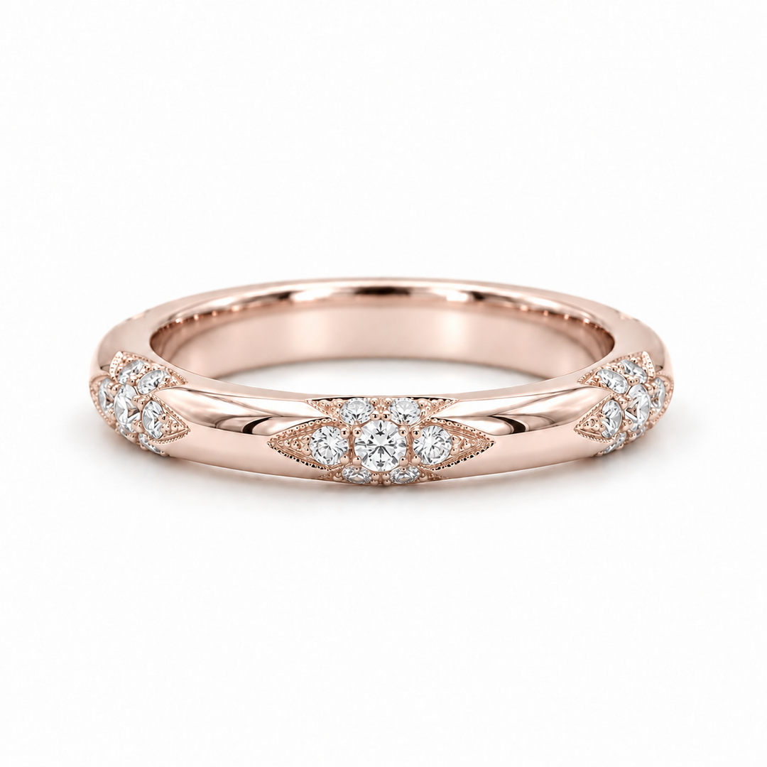 The Aveline — 3mm Diamond Accent Band (0.11ctw) in rose gold