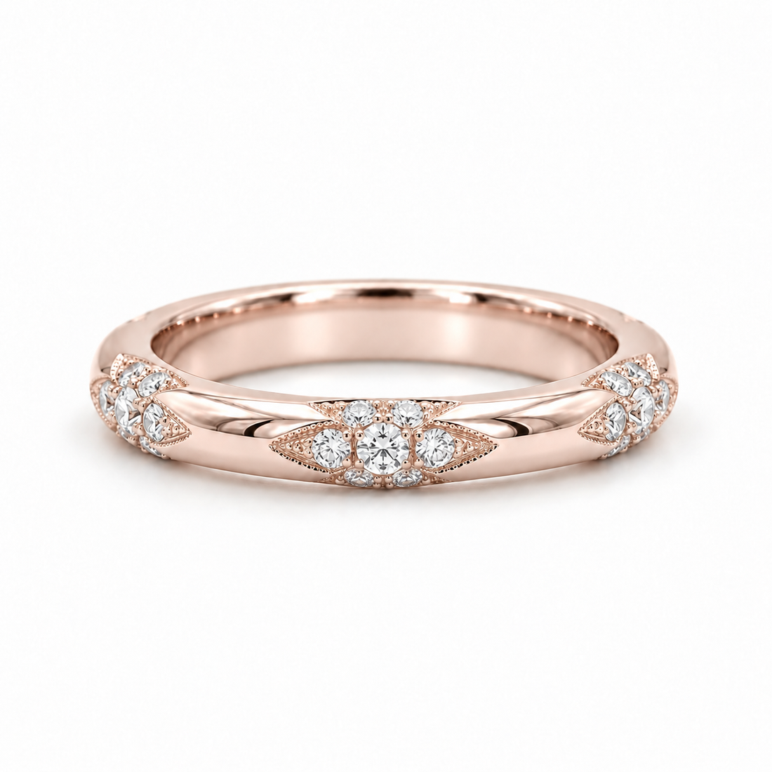 The Aveline — 3mm Diamond Accent Band (0.11ctw) in rose gold
