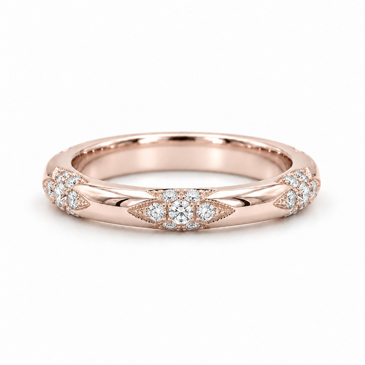 The Aveline — 3mm Diamond Accent Band (0.11ctw) in rose gold