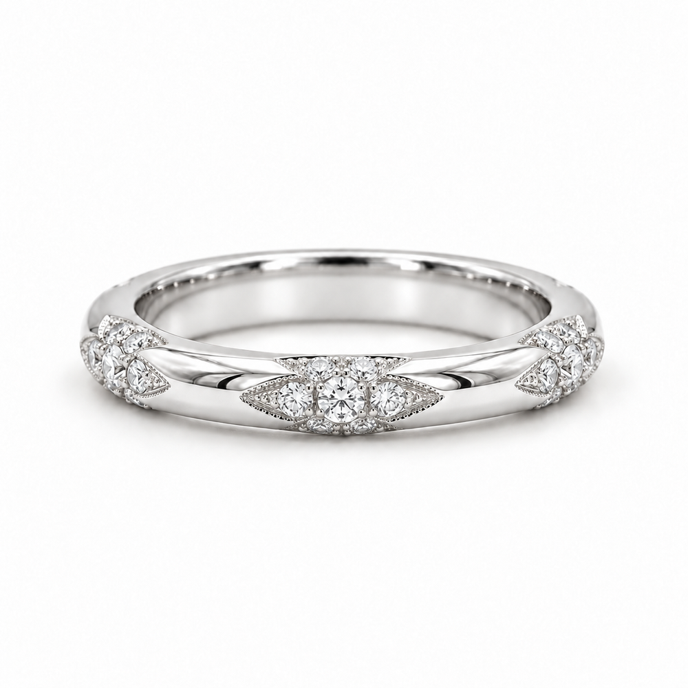 The Aveline — 3mm Diamond Accent Band (0.11ctw) in white gold