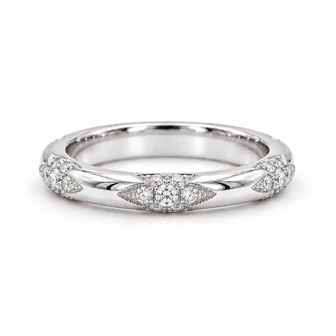 The Aveline — 3mm Diamond Accent Band (0.11ctw) in white gold
