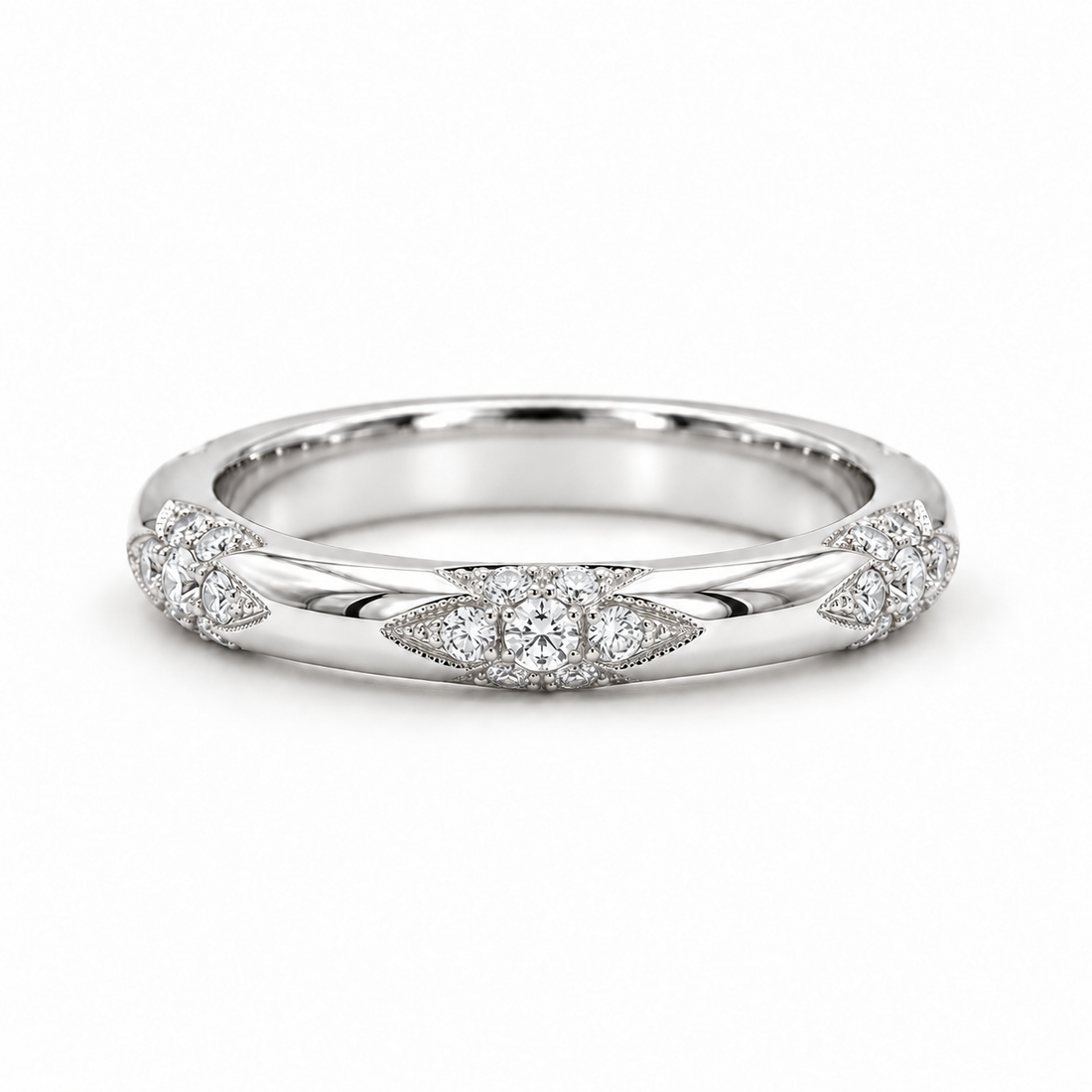 The Aveline — 3mm Diamond Accent Band (0.11ctw) in white gold