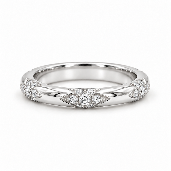 The Aveline — 3mm Diamond Accent Band (0.11ctw) in white gold