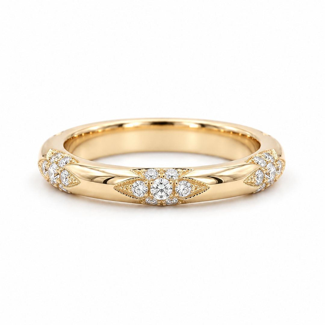 The Aveline — 3mm Diamond Accent Band (0.11ctw) in yellow gold