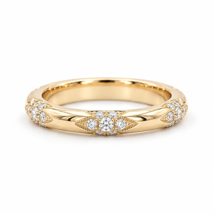 The Aveline — 3mm Diamond Accent Band (0.11ctw) in yellow gold