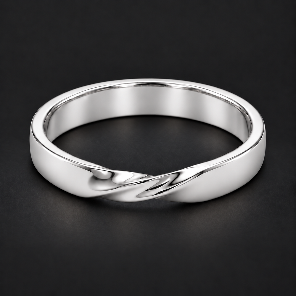 The Chevron Twist — 3mm Solid Gold Wedding Band in white gold