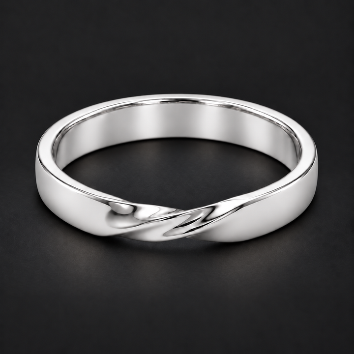 The Chevron Twist — 3mm Solid Gold Wedding Band in white gold