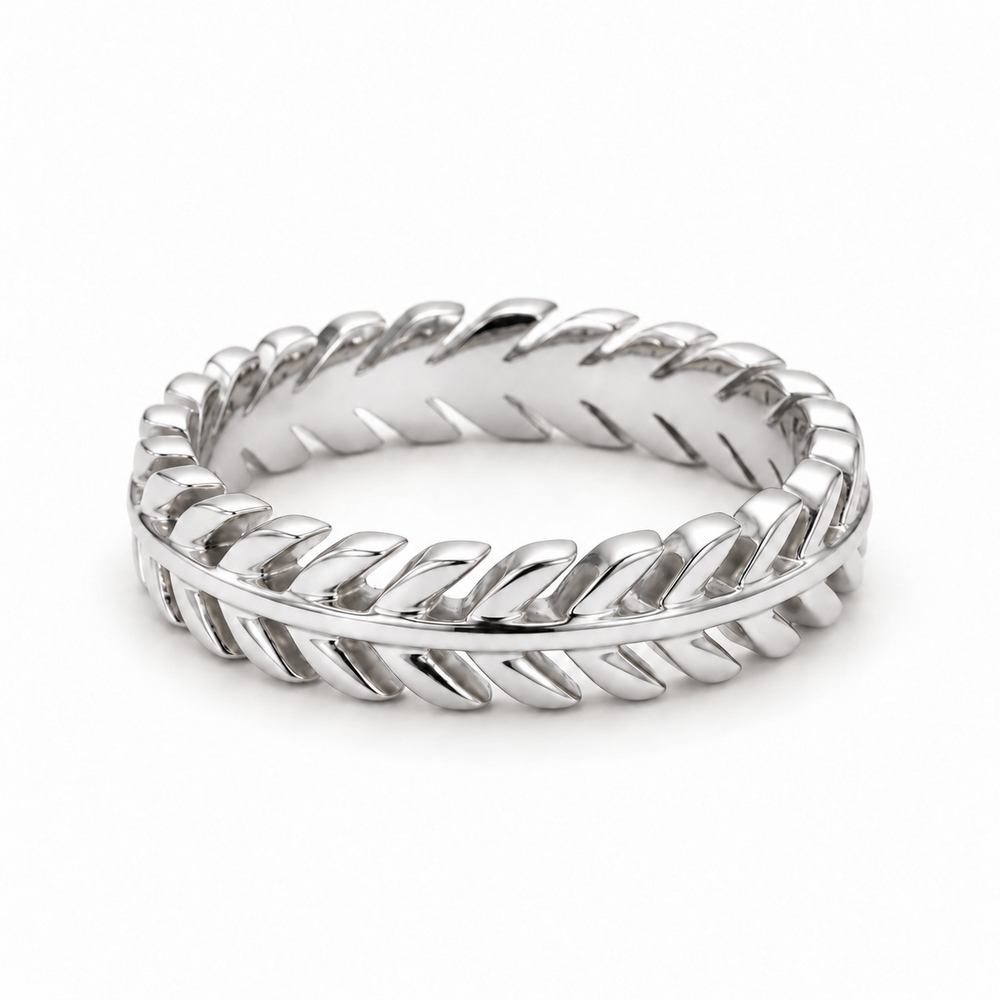 The Laurel — 3.5mm Solid Gold/Platinum Wedding Band in white gold