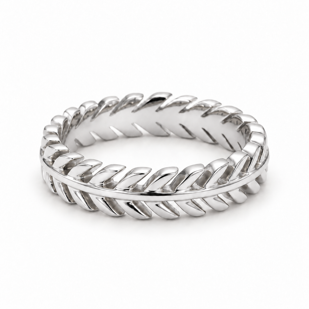 The Laurel — 3.5mm Solid Gold/Platinum Wedding Band in white gold