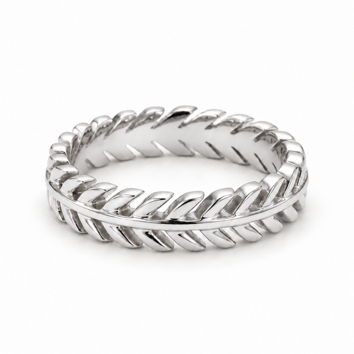 The Laurel — 3.5mm Solid Gold/Platinum Wedding Band in white gold
