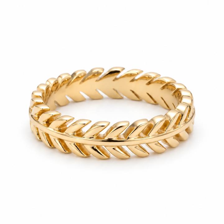 The Laurel — 3.5mm Solid Gold/Platinum Wedding Band in yellow gold