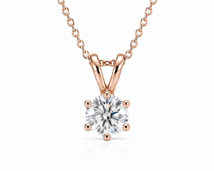 5mm, 0.5ct Round Cut Lab Diamond 6-Prong Pendant Necklace