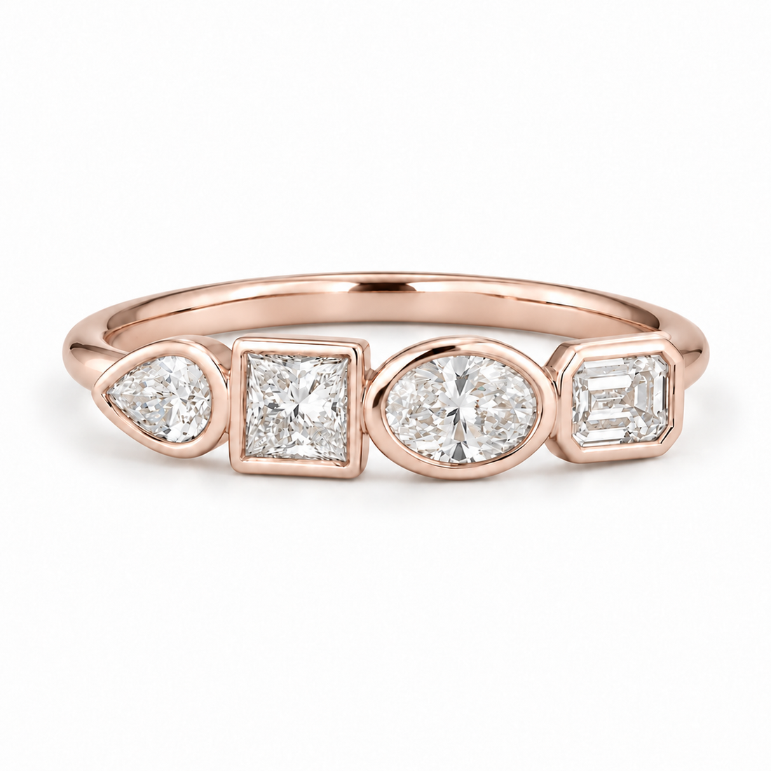 The Quartet Band — Four-Stone Diamond Ring in rose gold