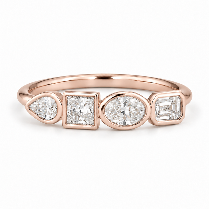 The Quartet Band — Four-Stone Diamond Ring in rose gold