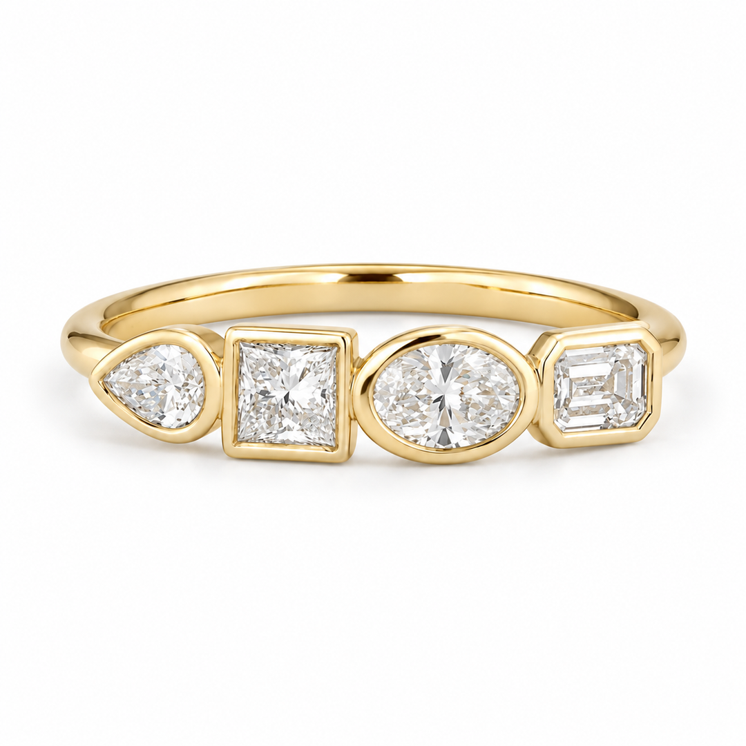 The Quartet Band — Four-Stone Diamond Ring in yellow gold