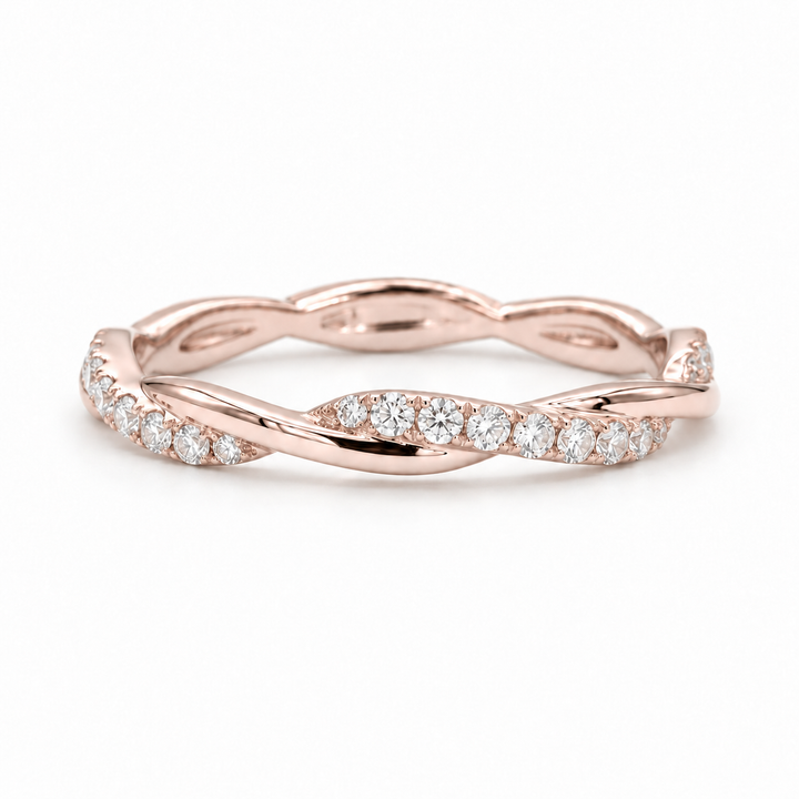 The Vine Twist — 1.8mm Diamond Wedding Band (0.20ctw) in rose gold