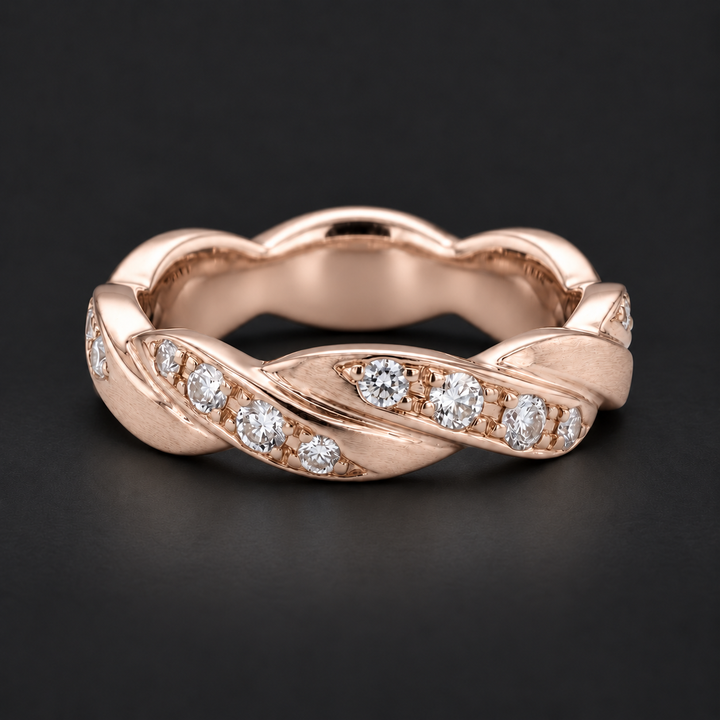 The Vine Twist — 5mm Diamond Wedding Band in rose gold