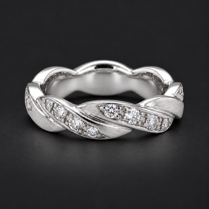 The Vine Twist — 5mm Diamond Wedding Band in white gold