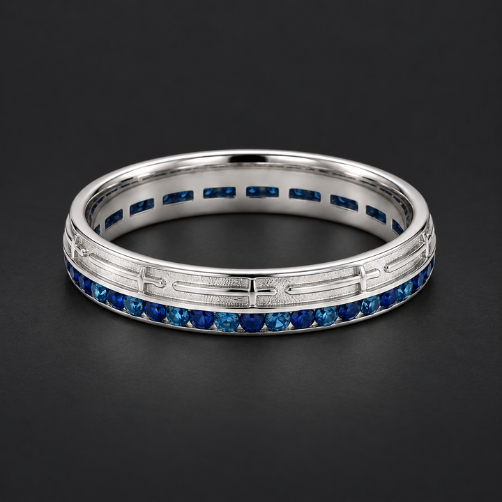 Stretch & Sword — Channel-Set Wedding Band, 4mm in white gold