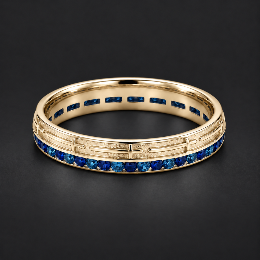 Stretch & Sword — Channel-Set Wedding Band, 4mm
