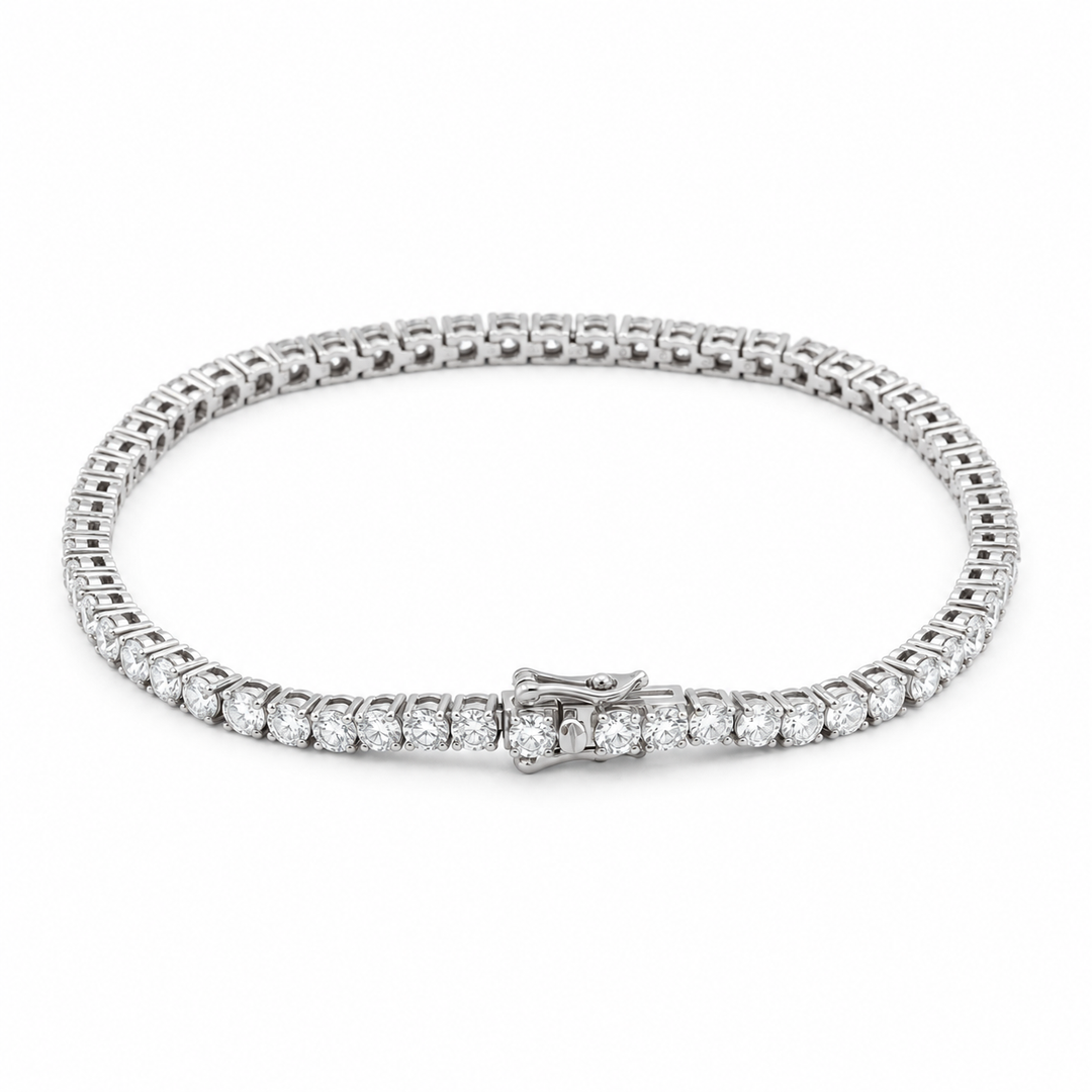 Round Lab Diamond Tennis Bracelet, 4ctw (3mm) on a white background