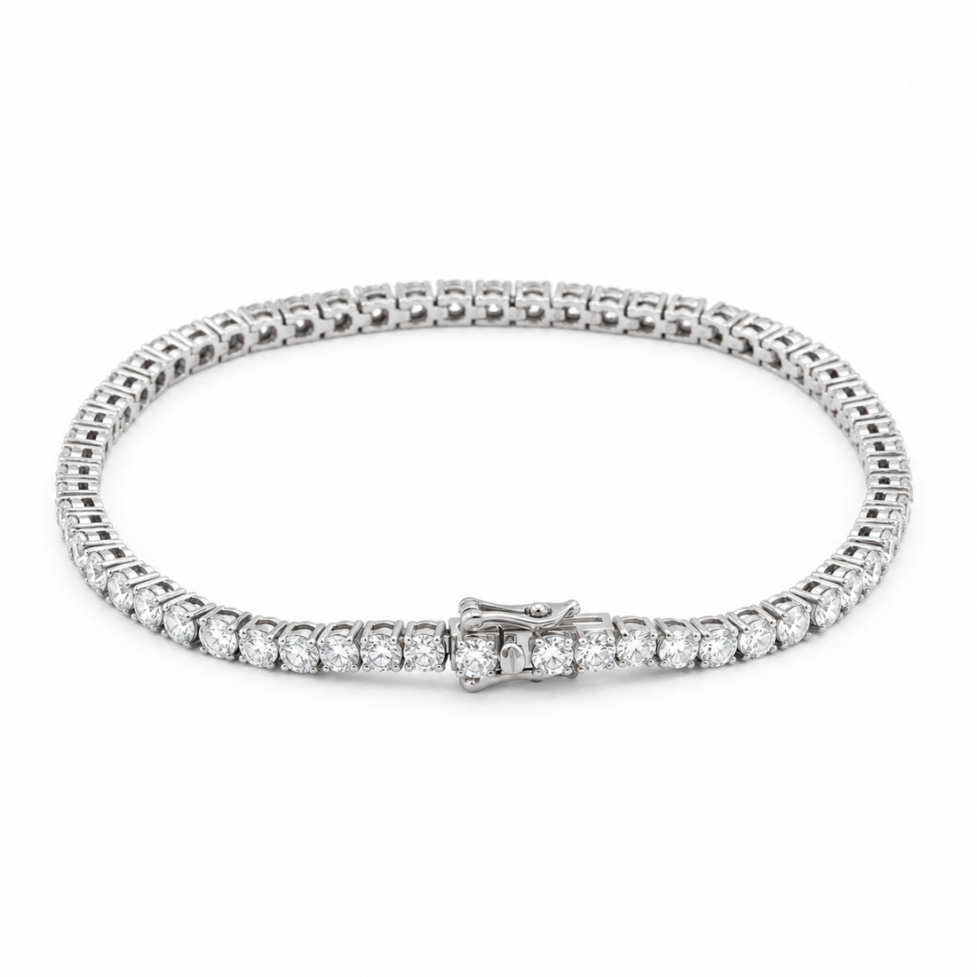 Round Lab Diamond Tennis Bracelet, 4ctw (3mm) on a white background