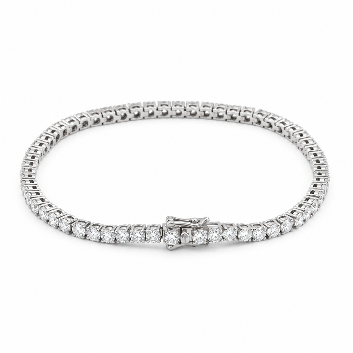 Round Lab Diamond Tennis Bracelet, 4ctw (3mm) on a white background