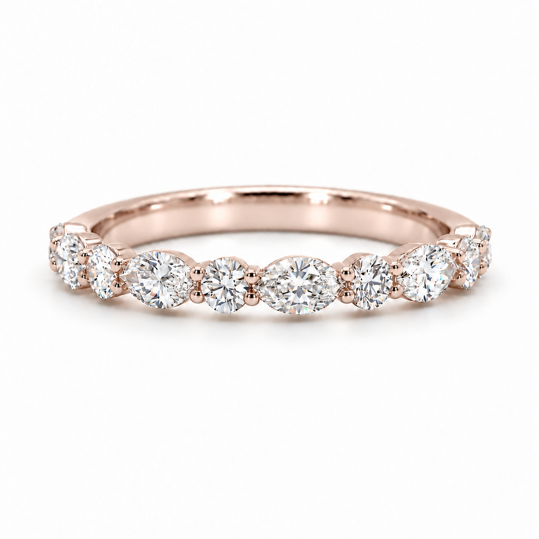 Round & Marquise Diamond Half-Eternity Band (0.535ctw) in rose gold