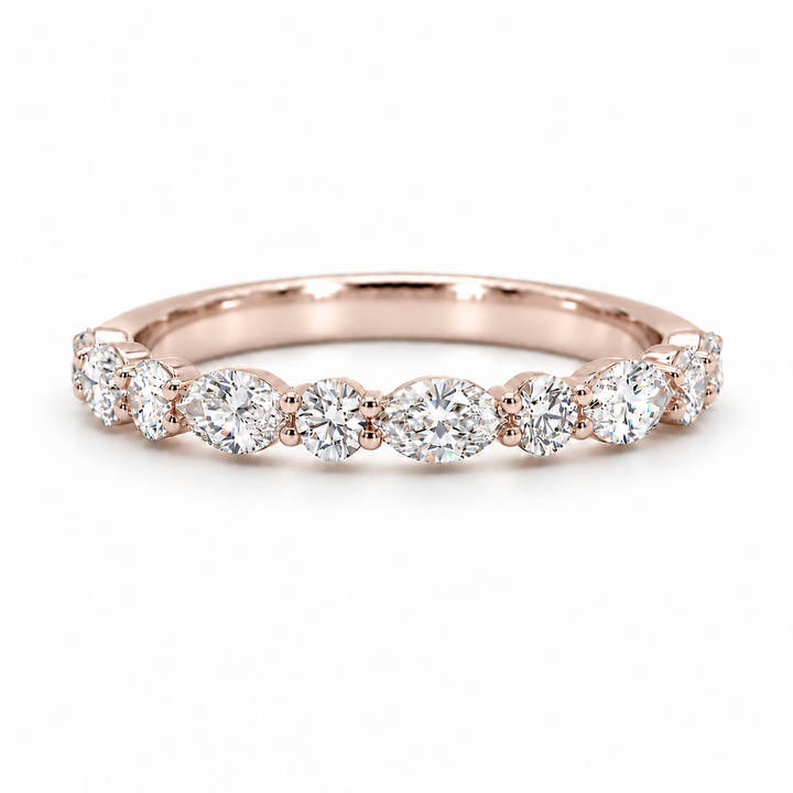 Round & Marquise Diamond Half-Eternity Band (0.535ctw) in rose gold