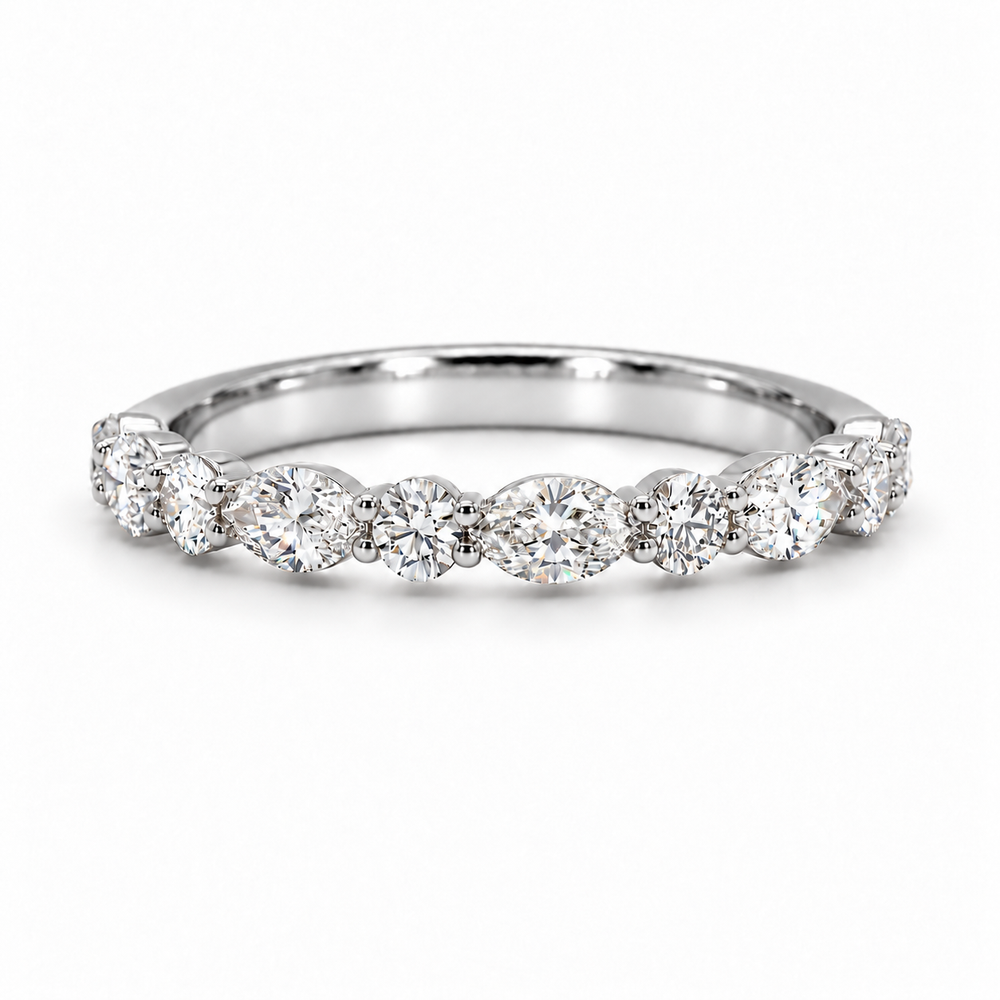 Round & Marquise Diamond Half-Eternity Band (0.535ctw) in white gold