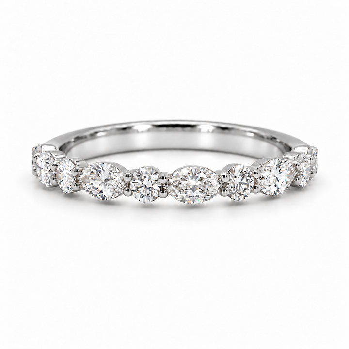 Round & Marquise Diamond Half-Eternity Band (0.535ctw) in white gold