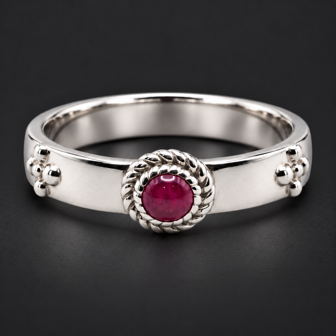 Calcifer’s Bond Ruby/Sapphire Band (3.5mm) in white gold, ruby