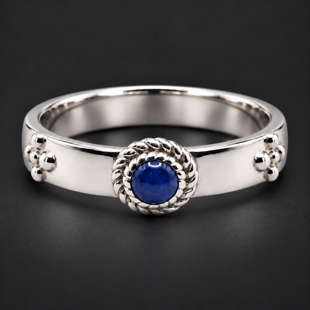 Calcifer’s Bond Ruby/Sapphire Band (3.5mm) in white gold, sapphire