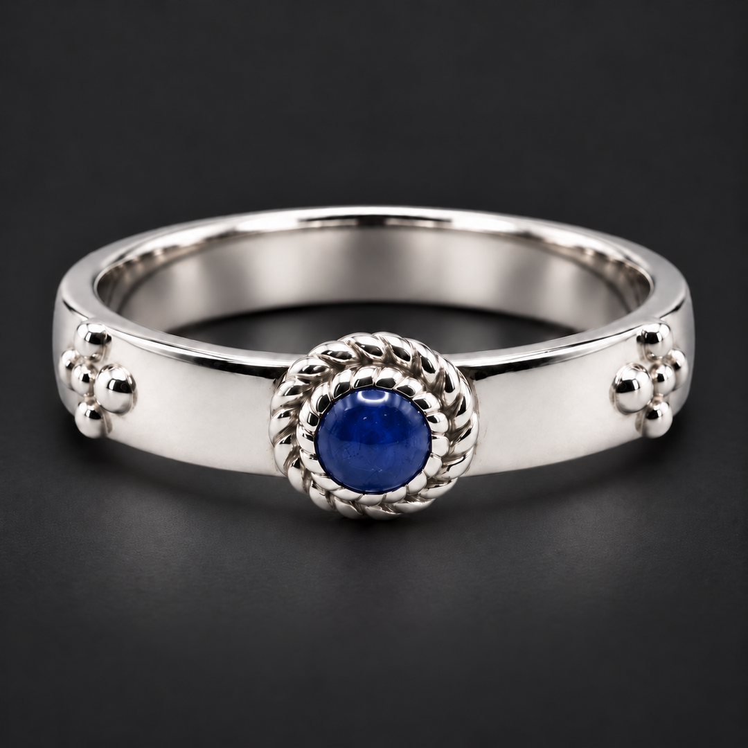 Calcifer’s Bond Ruby/Sapphire Band (3.5mm) in white gold, sapphire