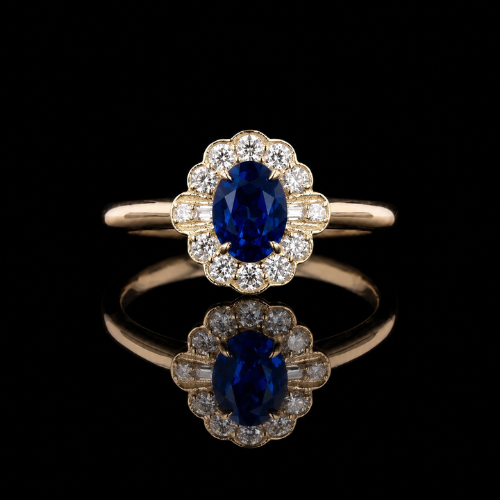 The Marielle — Petite Sapphire Halo Ring