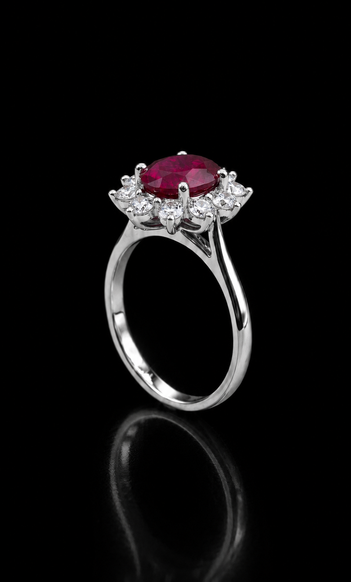 The Diana — Ruby Diamond Cluster Ring