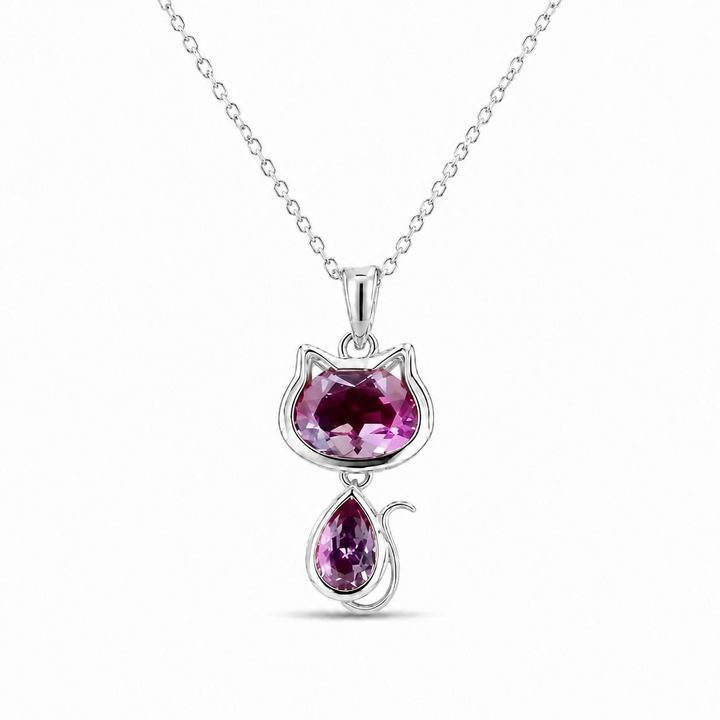 1.75ct Oval & Pear-Cut Alexandrite Cat Pendant Necklace in 14K Yellow Gold (6x8mm, 3x6mm)