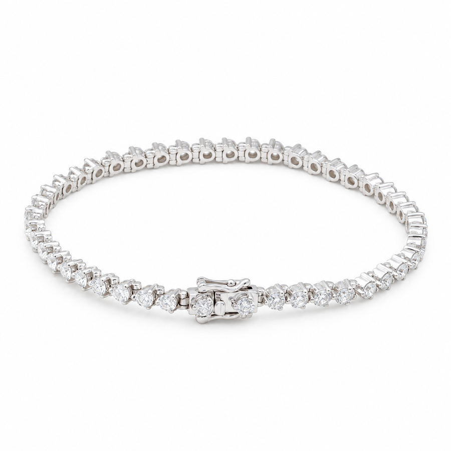 Three-Prong Round Lab Diamond Tennis Bracelet — 6ctw (3mm)