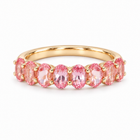 Oval Sakura Pink Sapphire Half-Eternity Band (3x5mm, 2.80ctw)