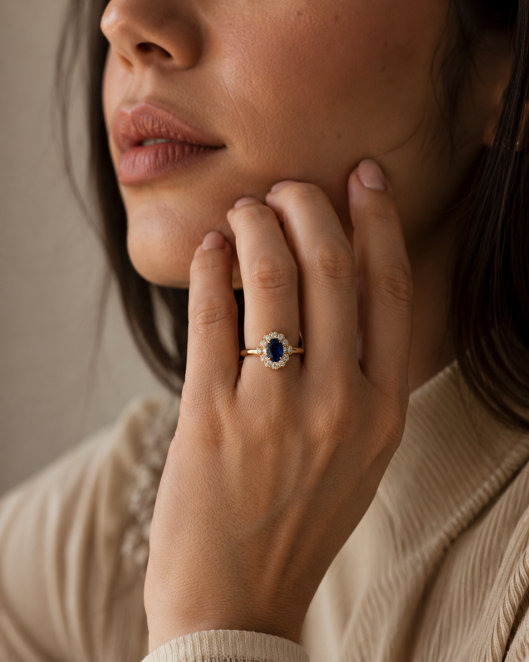 The Marielle — Petite Sapphire Halo Ring