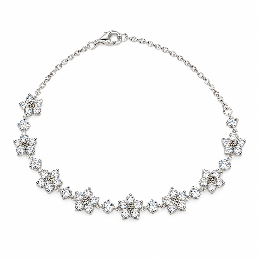 Lab Diamond Flower Bracelet on a white background