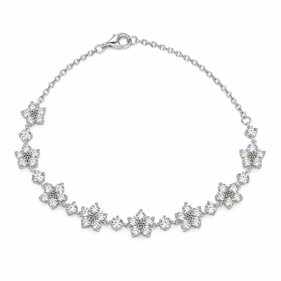 Lab Diamond Flower Bracelet — 5.6ctw