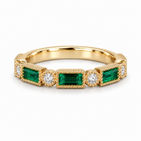 Baguette Colombian Emerald & Diamond Half-Eternity Band (2x5mm, 0.75ctw)