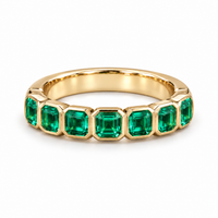 Asscher Colombian Emerald Half-Eternity Band (3.5mm, 1.75ctw)