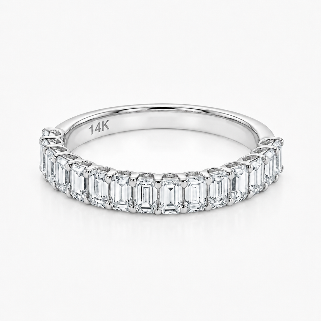 1.50ctw Emerald Diamond Half-Eternity Band (2.5mm)