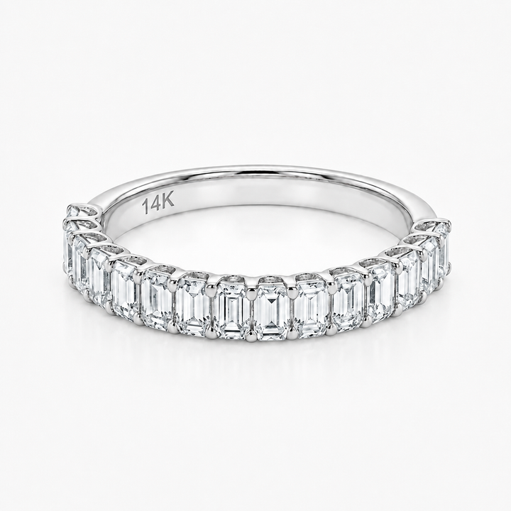 1.50ctw Emerald Diamond Half-Eternity Band (2.5mm)