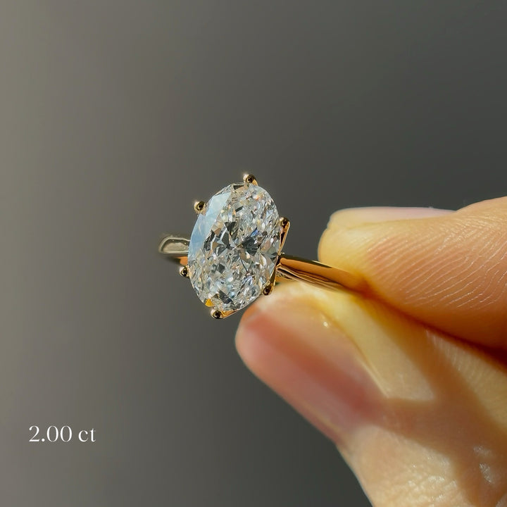 2.00/3.00ct Oval Lab-Grown Diamond Solitaire Ring, "The Lotus Lace"
