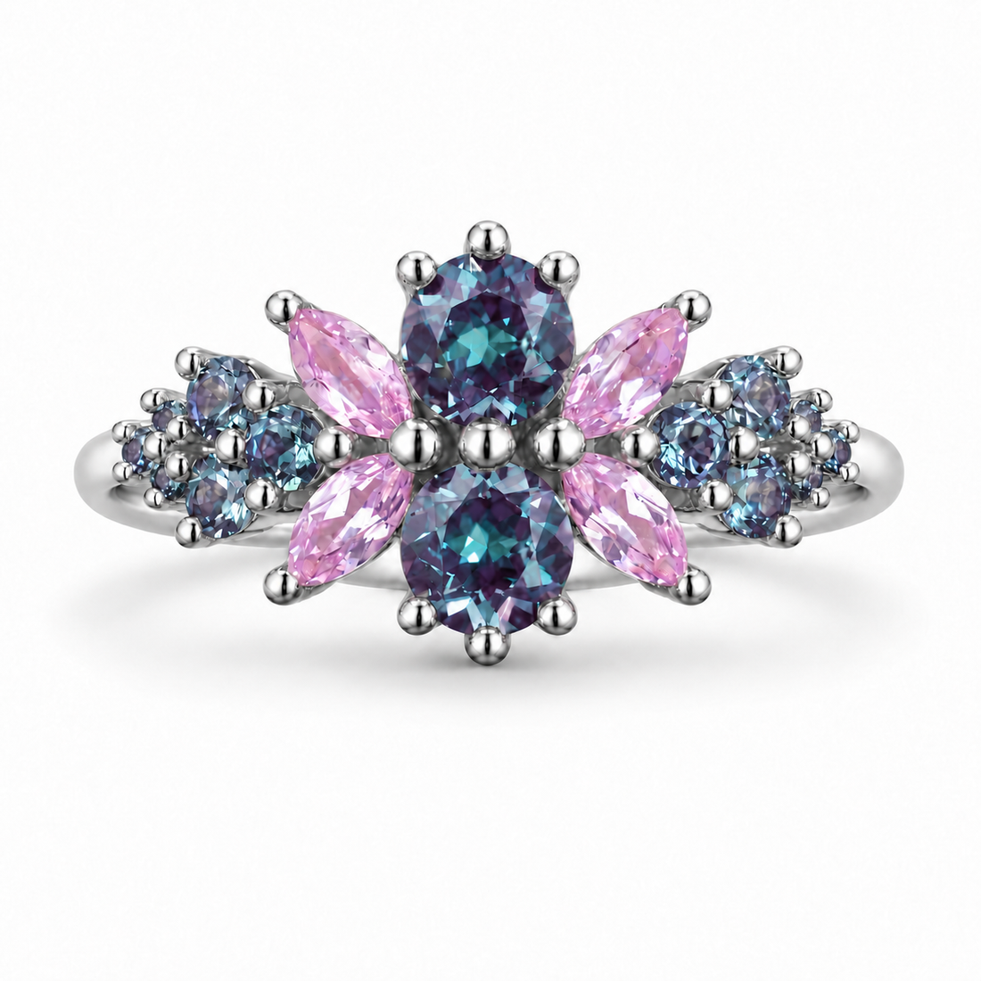 Roseraie Alexandrite & Pink Sapphire Ring in platinum