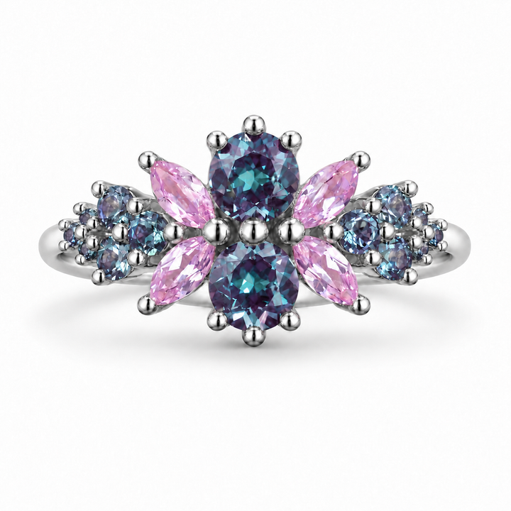 Roseraie Alexandrite & Pink Sapphire Ring in platinum